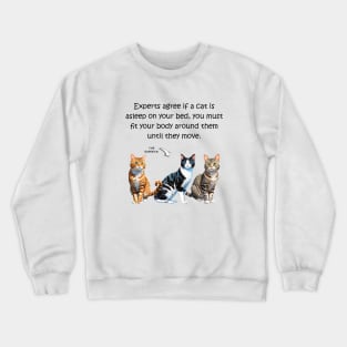 Experts agree if a cat is asleep on your bed, you must fit your body around them until they move - funny watercolour cat design Crewneck Sweatshirt